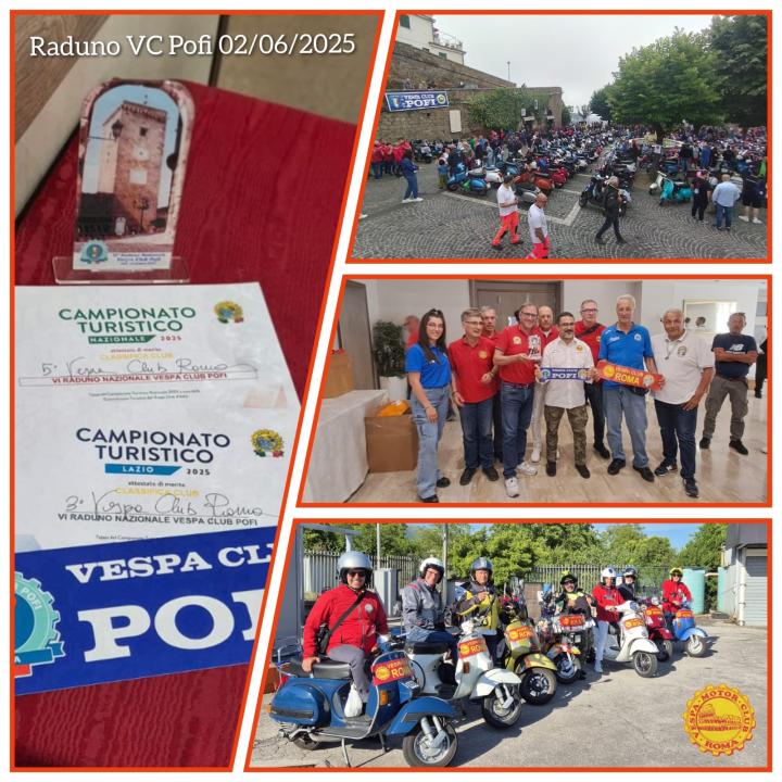 Classifica Finale del Vespa Club Roma : Terzo Posto nel Campionato Turistico Regionale e quinto posto nel Nazionale.llo nazionale